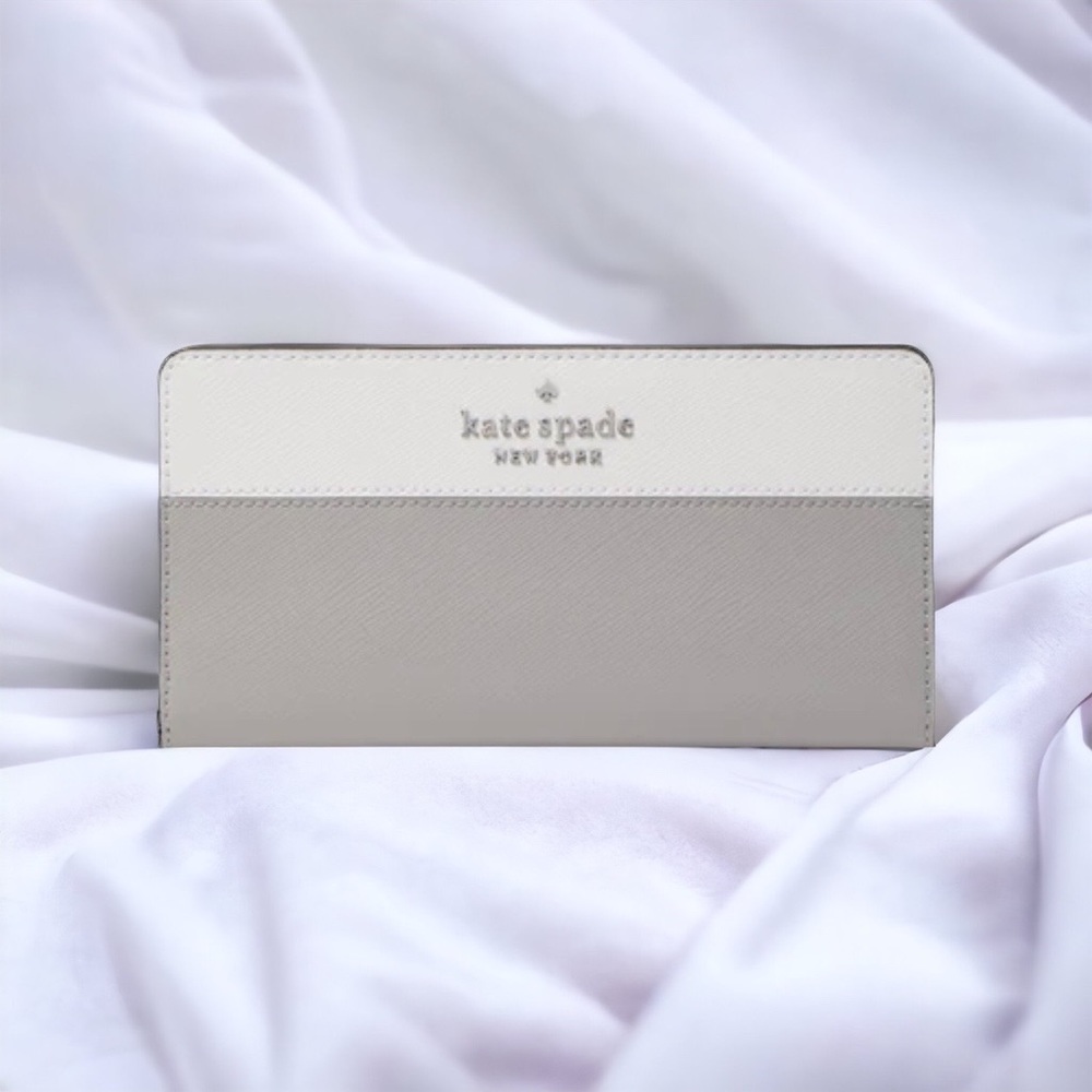 Kate Spade- Dumpling Large Slim Bifold Wallet Gray&White. New with tag and box.